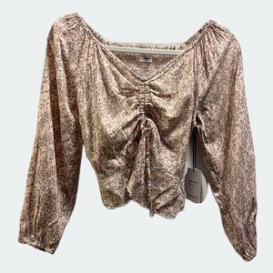 Japan Ruche Crop Top   Size small. Tan and pink. New with tags